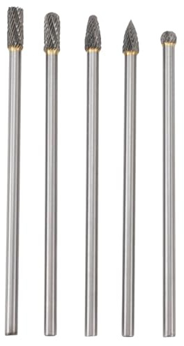 PolyGen Juego de fresas de carburo de acero de tungsteno, 5 piezas, 150 mm, mango largo, brocas rotativas de doble corte para grabado y pulido de impulsor (6 * 8mm)
