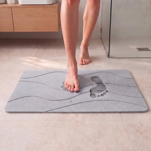 AURENZA - Alfombra de Piedra Diatomita para Baño 60 × 39 cm