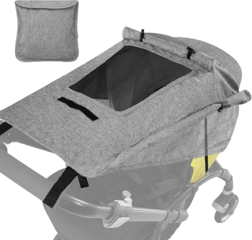 Buggy Sun Shade Universal Pram Sunshade Sun Cover for Strollers Pushchairs UV Protection Water Resistant Easy to Install with Viewing Window Pushchairs for Strollers-Best Gift for Baby, Grey (5)