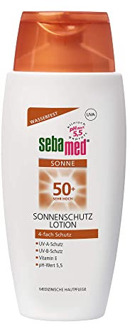 Sebamed Sonnenschutzlotion mit Lichtschutzfaktor 50+, täglicher wasserfester Sonnenschutz mit dem pH-Wert 5,5, für den Körper, MADE in Germany, ohne Mikroplastik 150 ml
