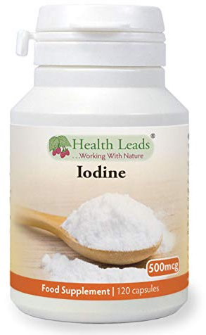 Iodine (High Strength) 500mcg 120 Capsules, Iodine contributes to Normal Thyroid Function, Easy to Swallow Small Capsules, Magnesium Stearate Free & No Nasty Additives, Vegan, Made in Wales