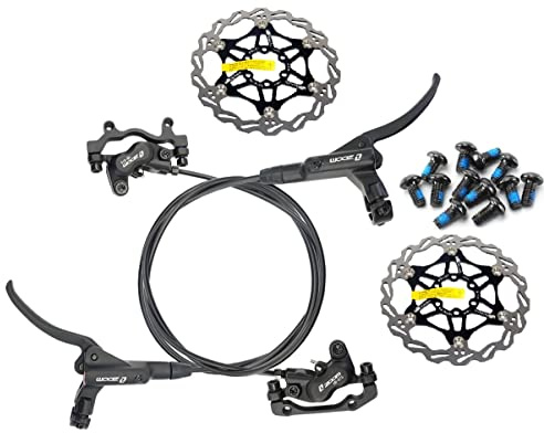 JKY Zoom HB-876 4 Kolben Mountainbike Hydraulische Scheibenbremse vorne 800MM & hinten 1400MM mit 160MM Rotoren (Schwarz)