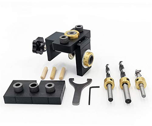 Kotsy 8/10/15mm Foro Tasca Jig Kit, 3 in 1 Lavorazione Del Legno Doweling Jig Kit con Clip di Posizionamento Regolabile Guida Foratura Puncher Locator