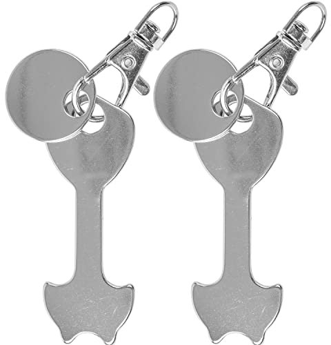 Universal Einkaufswagenlöser für alle Einkaufswagen, 2 Stück, aus Edelstahl, Schlüsselanhänger mit Karabiner und Einkaufswagenchip, abziehbarer Shopping Cart Entriegler Chip, Geschenkidee Einkaufschip