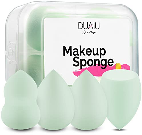 Makeup Sponge Blender DUAIU 4 pcs Green Beauty Blender Foundation Sponges Set Concealer Sponge Applicator Sponges