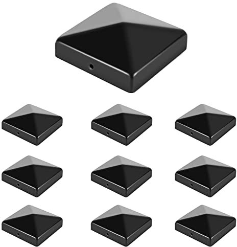 Sonnewelt Lot de 10 capuchons de poteau - 91 mm x 91 mm - Capuchons de clôture - Avec vis - Capuchons décoratifs pour clôture de jardin - Poteaux en bois - Noir