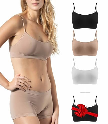 Risalti BH Damen Ohne Bügel Schmale Träger 3Stk – Bustier aus Mikrofaser, Seamless Bralette, Atmungsaktiv und Nachhaltig - Made in Italy