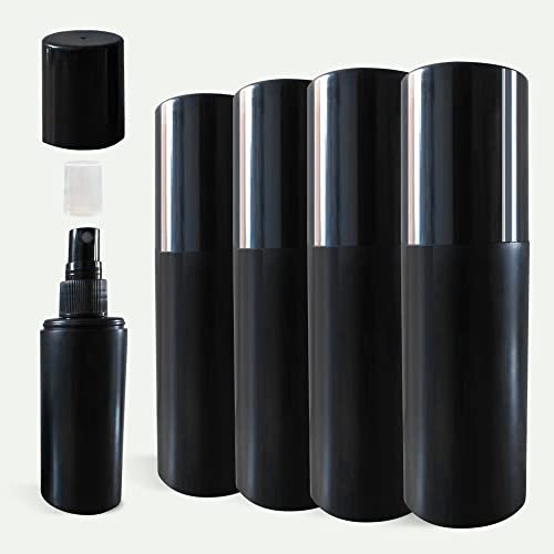 ILILIC 5 Pack Plastic Spray Bottle Fine Mist Travel Spray Bottle Double Cap Protection Design Leak Proof Spray Bottle Reusable Empty Spray Bottle. (Black-100ML)