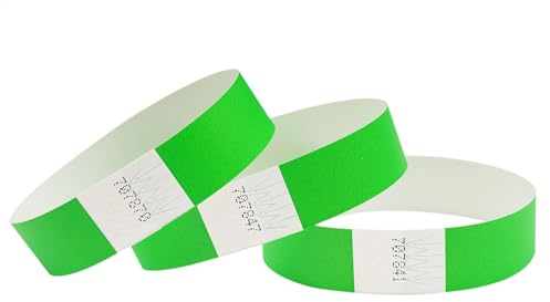 CINTAPUNTO 100 st tyvek inmatningsarmband, ID-armband, festivalarmband, neonarmband, för evenemang, säkerhet, fest, rivtålig, 16 färger (neongrön)