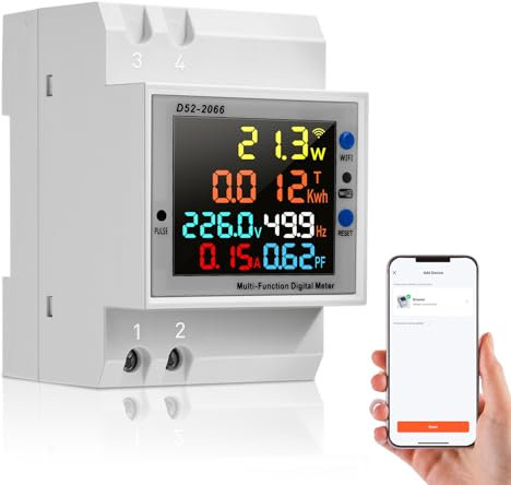 Diymore AC40-300V Compteur Electrique Monophasé,100A Compteur d'Energie Intelligent Compteur KWh,Ampèremètre Voltmètre,Electrique WiFi DIN-Rail,Moniteur Numérique de la Consommation d'Energie