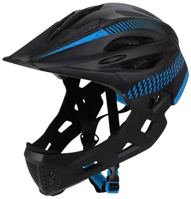 F Fityle Casco da Bici per Bambini, Casco Integrale, Casco da Ciclismo Portatile Regolabile, Casco da Bicicletta per Bambini, per Skateboard, Arrampicata su, Nero Blu