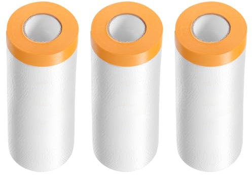 QUARKZMAN 3 Rollos de Película de Enmascarar Pre-Cubierta 35.4 x65.6Ft Cinta y Cubierta de Plástico para Pintores con Cinta Película de Lona para Pintura Automotriz
