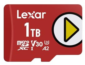 Lexar Play Micro SD Karte 1TB, microSDXC UHS-I, bis zu 205 MB/s Lesen, 140 MB/s Schreiben, Klasse 10, U3, V30, A2, 4K-Video, Hochgeschwindigkeitskarte für Switch/tragbare Spielgeräte/Smartphones