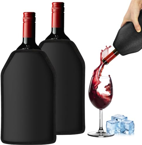 2 Pcs Funda Enfriadora Vino, Enfriador Vino Blanco, Funda Enfriadora para Botellas Reutilizable Wine Cooler, Enfriador de Botellas de Vino para Fiestas, Cenas de Eventos, Barbacoas Al Aire Libre