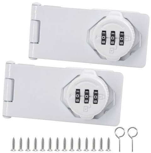 (2 piezas) Cerradura de cerradura de combinación blanca de 5 pulgadas para puerta pequeña