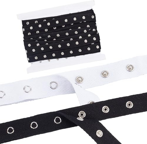 Letsinstyle 2 rouleau de Ruban à Boutons Pression Métalliques de 5 yards Rubans de Couture à Boutons Pression en Tissu Doux Attaches à Pression Boucles Ruban Adhésif pour Vêtements Tissus Accessoires