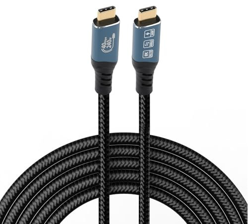 GEU Cable USB-C a USB-C para Thunderbolt 4, 1M USB 4 40Gbps 8K@60Hz 4K@60Hz PD3.1 240W Cable de Carga Rápida Compatible con Thunderbolt 3, USB 3/2, iPhone 16/15, MacBook, iPad, VR