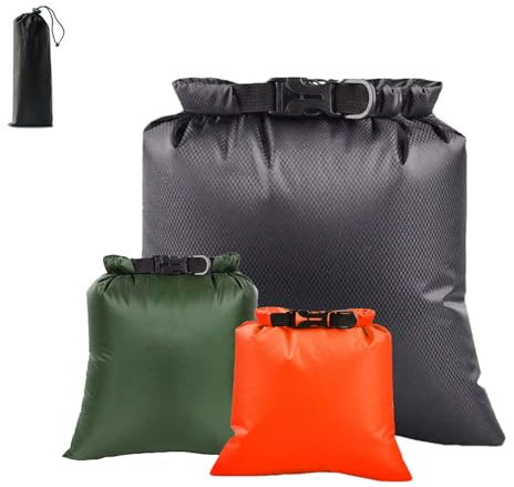 ILZAR 3PCS Waterproof Dry Bags, Lightweight Dry Bags For Kayaking Waterproof, Outdoor Stuff Sack For Hiking Rafting Boating Camping 2.5L, 3L, 8L