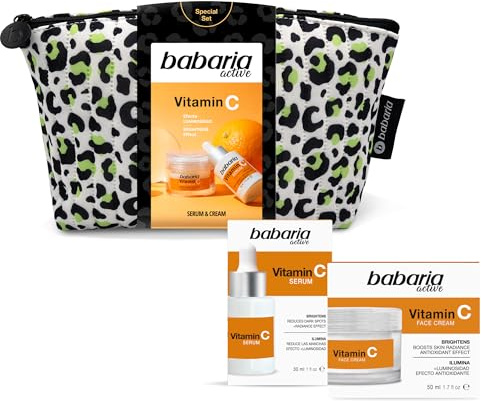 Babaria Lot de crèmes pour le visage pour femme à la vitamine C avec crèmes pour le visage pour femme 50 ml, sérum à la vitamine C 30 ml et crème pour le visage 50 ml, hydrate et illumine