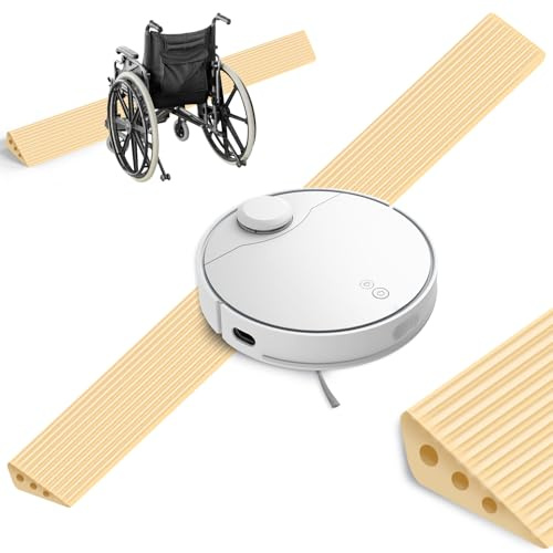 Dörrtröskelramp 2 x 6 x 100 cm, självhäftande tröskelramp robotdammsugare, TPE-ramp dörrtröskel för robotdammsugare, rullstolar, skoter, barnvagnar, rollator, kan belastas upp till 800 kg