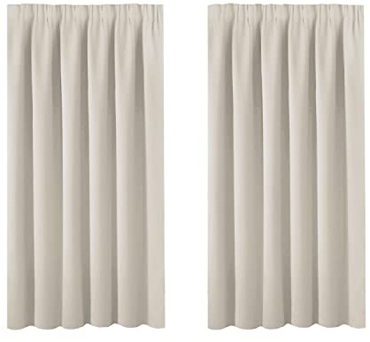 BellaHills Curtain Panels - Kids Curtains Drapes for Room Darkening Decorative Nursery Pencil Pleat Small Window Draperies for Kids's Bedroom 46 x 54 Inch, 2 Panels, Light Beige