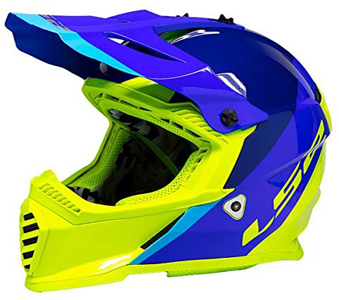 LS2 Helmets Gate Launch Full Face Helmet (Blue/HiViz - X-Large)