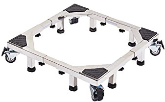 Edelstahl Waschmaschinen-Sockel Tragfähigkeit 500 kg Waschmaschinen-Untergestell Trockner Sockel Podest Verstellbarer Kühlschrankständer Dolly Roller Base Länge/Breite 43-66cm (Silver)