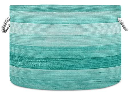Bolaz Large Storage Basket Teal Turquoise Green Wood Toy Storage Box Organizer Bins with Handles Laundry Hamper Basket for Home Decor