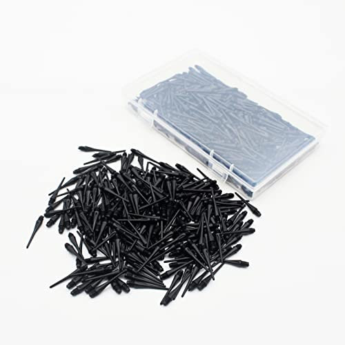 ROOBEEO 2BA Gewinde Kunststoffspitze Dartspitzen 500 Stück Soft Dart Tips Ersatz Kunststoff Dart Tips mit Etui Dart Zubehör Schwarz