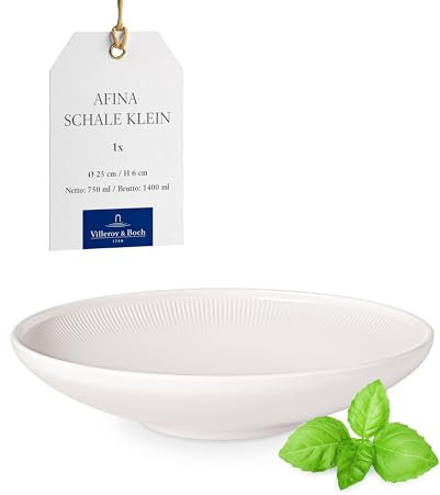 Villeroy & Boch – Afina Suppenteller Mittelgroß Weiß, Spülmaschinenfest, Mikrowellensicher, Teller, Geschirr Keramik, mittelgroße Bowl Stapelbar für Salate, Suppen und Pasta, Premium Porzellan