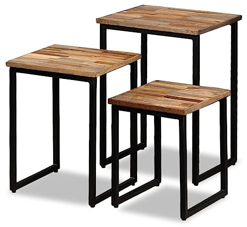 Generisch 3-TLG. Satztisch-Set Recyceltes Massivholz Teak,jiangboyue-245407