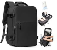 SZLX Sac à Dos Voyage Babine Sous Vide avec Pompe 40x30x20 Bagage Cabine Sous Vide pour Ryanair Wizz air Easyjet Bagage à Main Femme Homme,40x30x20cm,noir