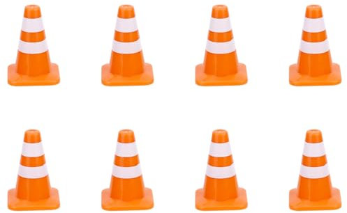 Gosknor 8pcs Mini Cônes Signalisation, Petits Cônes de Sécurité 3,5cm Mini Panneaux d'Avertissement Panneaux Sécurité Routière Barricades pour Scènes de Rue Miniatures
