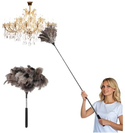 Plumas de avestruz largas y extensibles,Plumas de avestruz con plumero, Plumero de avestruz,Plumero con plumas de avestruz,Plumero de avestruz suave,mango largo de acero inoxidable, barredora de techo