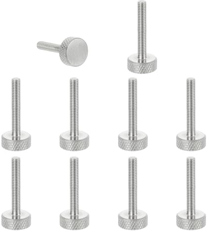 sourcing map Lot de 12 vis moletées M4 x 25 mm, vis moletées à tête plate en acier inoxydable 304, boulons à tête moletée métrique, boutons de serrage, 12 mm de diamètre