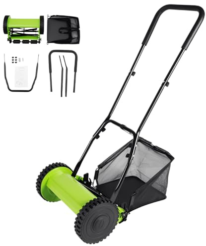 Tagliaerba a mandrino, tosaerba a mano con cestino da 23 litri e 5 coltelli, altezza regolabile, larghezza di taglio 300 mm, ruote di grandi dimensioni, silenzioso ed ecologico