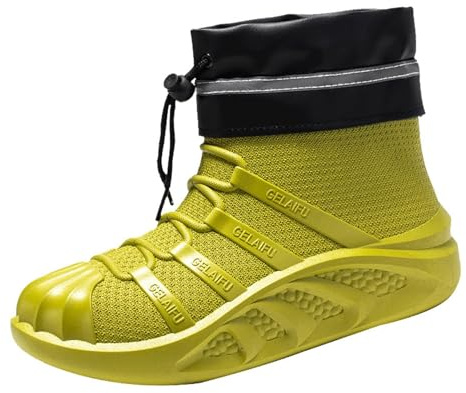 Generisch Stivali da lavoro da uomo, in gomma, con suola spessa, antiscivolo, per il tempo libero, per il lavoro, imbottiti, impermeabili, altezza media, O verde, 40 EU