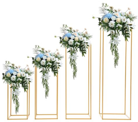 QIERF 4 supporti per fiori in metallo, per tavolo da matrimonio, 40/60/80/100 cm, altezza oro, per composizione floreale, motivo geometrico, per feste, eventi, casa