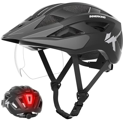 InnerKing Adult Bike Helmet Rear Light & OTG Magnetic Goggles for Men Women