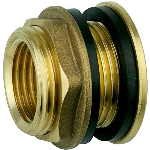 Regentonnendurchführung 3-teilig 3/4 AG Tankdurchführung Faßverschraubung mit 1/2 Aufnahme für Zapfhahn (IG 1/2 Zoll)