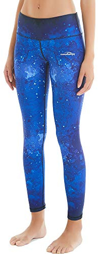 COOLOMG Women Yoga Leggings Running Tights Low Rise Leggings Workout Gym with Hidden Pockets Sky L