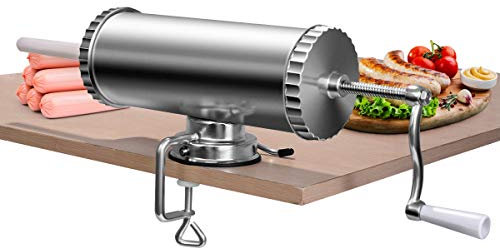 COSTWAY 4 kg Poussoir à Saucisses Viande, Machine à Saucisse en Acier Inoxydable avec 4 Tubes de Remplissage de Dimention différentes, Idéal pour Maison et Restaurant