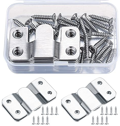 10 Pcs Flush Concealed Mount Brackets, Interlocking Photo Frame Hanging Buckles Hooks, Heavy Duty Pictures Headboard Furniture Connector Hangers Hooks for Walls, Mirrors, Photo Frame, Headboard