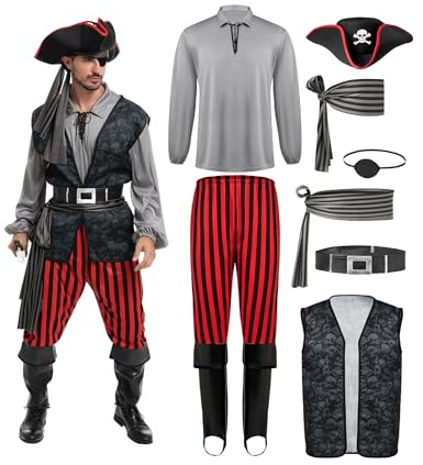 Spooktacular Creations Adult Men Pirate Costume for Halloween, Costume Party, Trick or Treating, Cosplay Party