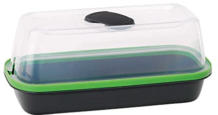 Romberg BoQube S | Zimmergewächshaus mit Belüftung | Gießöffnung | optimales Mikroklima und Platz für 8 Quelltabletten | 28 x 12 x 13 cm | Anthrazit /