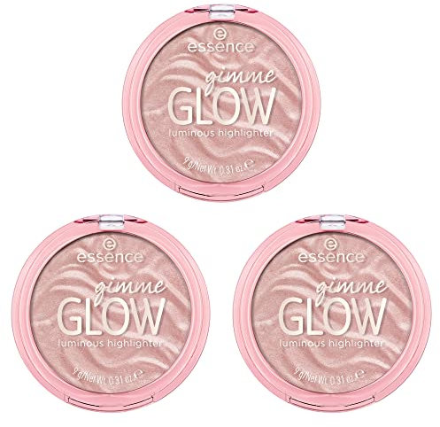 essence gimme GLOW luminous highlighter, Nr. 20, Nude, sofortiges Ergebnis, strahlend, schimmernd, vegan, ölfrei, ohne Parfüm, ohne Alkohol, 3er Pack (3x9g)