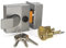 Standard Deadlocking Nightlatch, 40mm Backset, Complete with Rim Cylinder Lock Supplied with 3 Keys. External Door Lock for Front Door and Back Door. (Grey/Brass Cylinder)