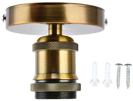 E27 Portalámparas Vintage, Portalámparas Retro Casquillos con Accesorios para Bombillas 100‑240V (Pátina Oro)