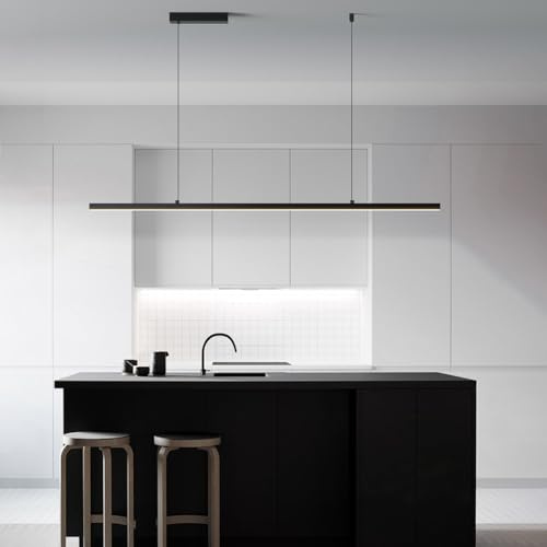 LED Lampara Techo Colgantes Moderna Regulable Lámpara Colgante Comedor Negra Lámpara De Techo Con Control Remoto 3000K-6000K Ajustable Lampara Araña Para Cocina Oficina Salón 64W,150cm