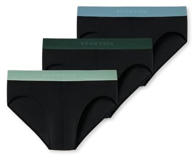Schiesser Herren 3 Pack Slips Bio Baumwolle Multipack - 95/5 Organic, Sortiert 7_180193, 9